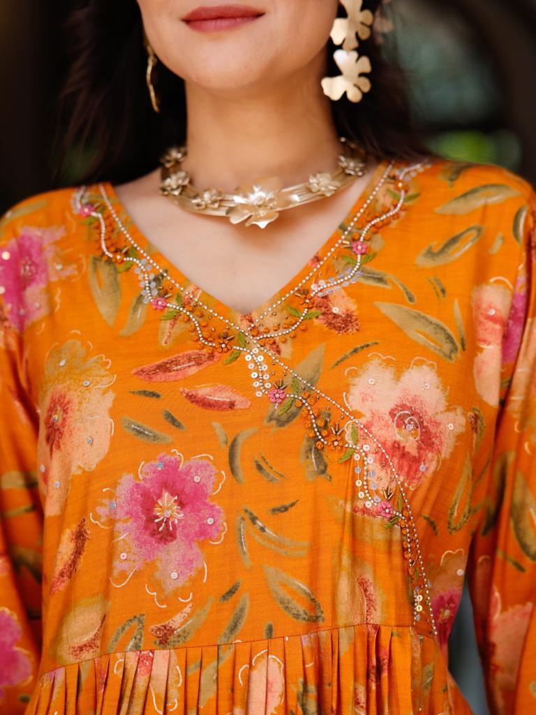 Mustard Angrakha Suit Set