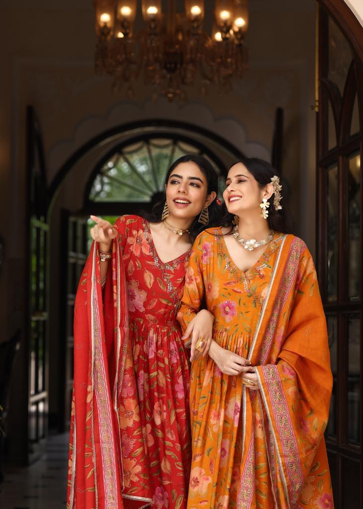 Mustard Angrakha Suit Set