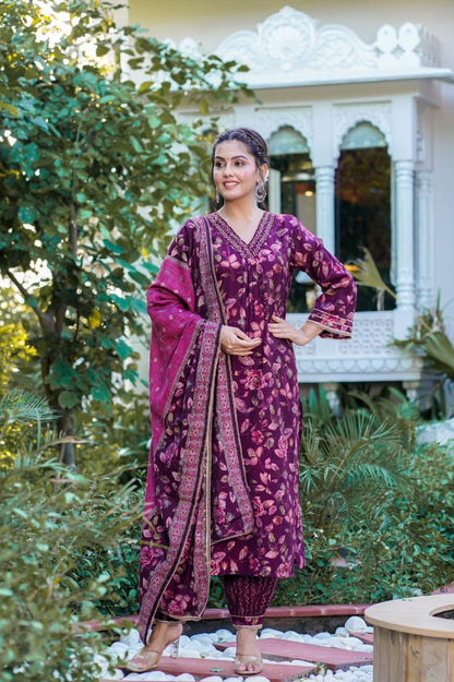 Wine A-line Suit Set