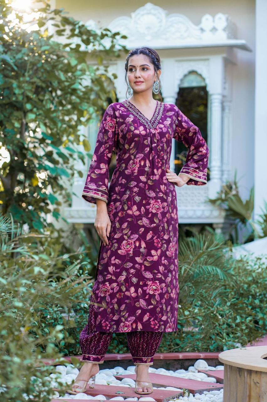 Wine A-line Suit Set