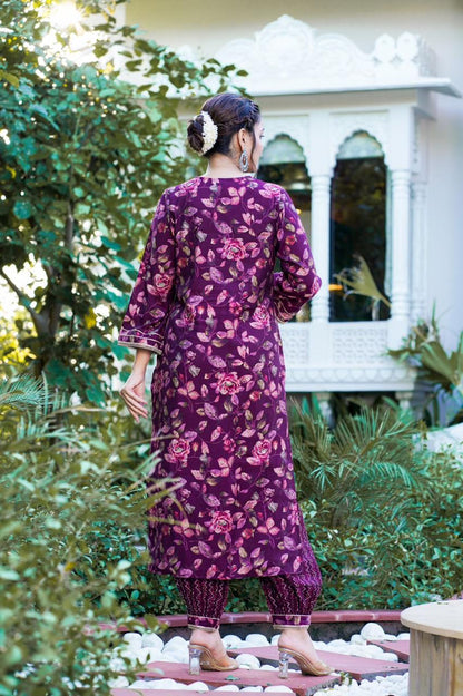 Wine A-line Suit Set