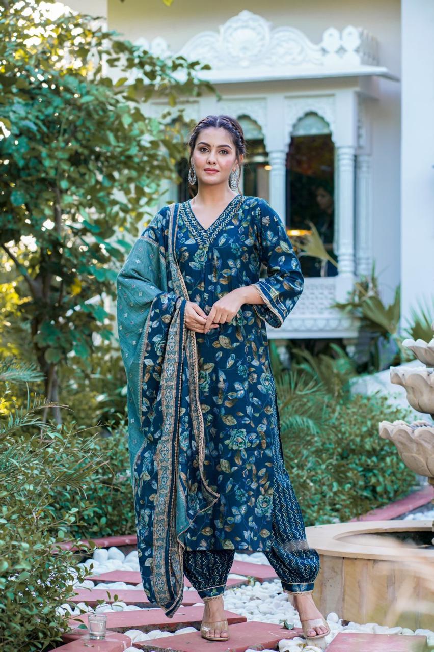 Teal  A-line Suit Set