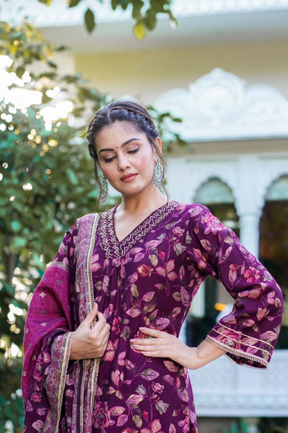 Wine A-line Suit Set