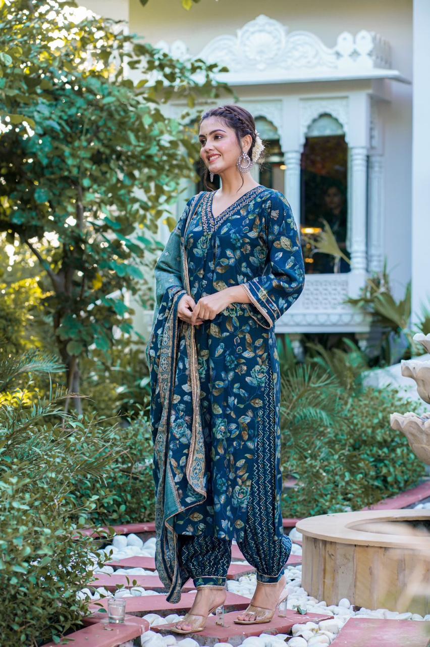 Teal  A-line Suit Set