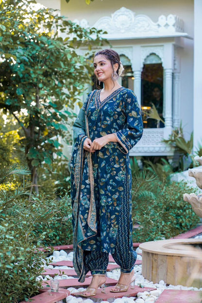 Teal  A-line Suit Set