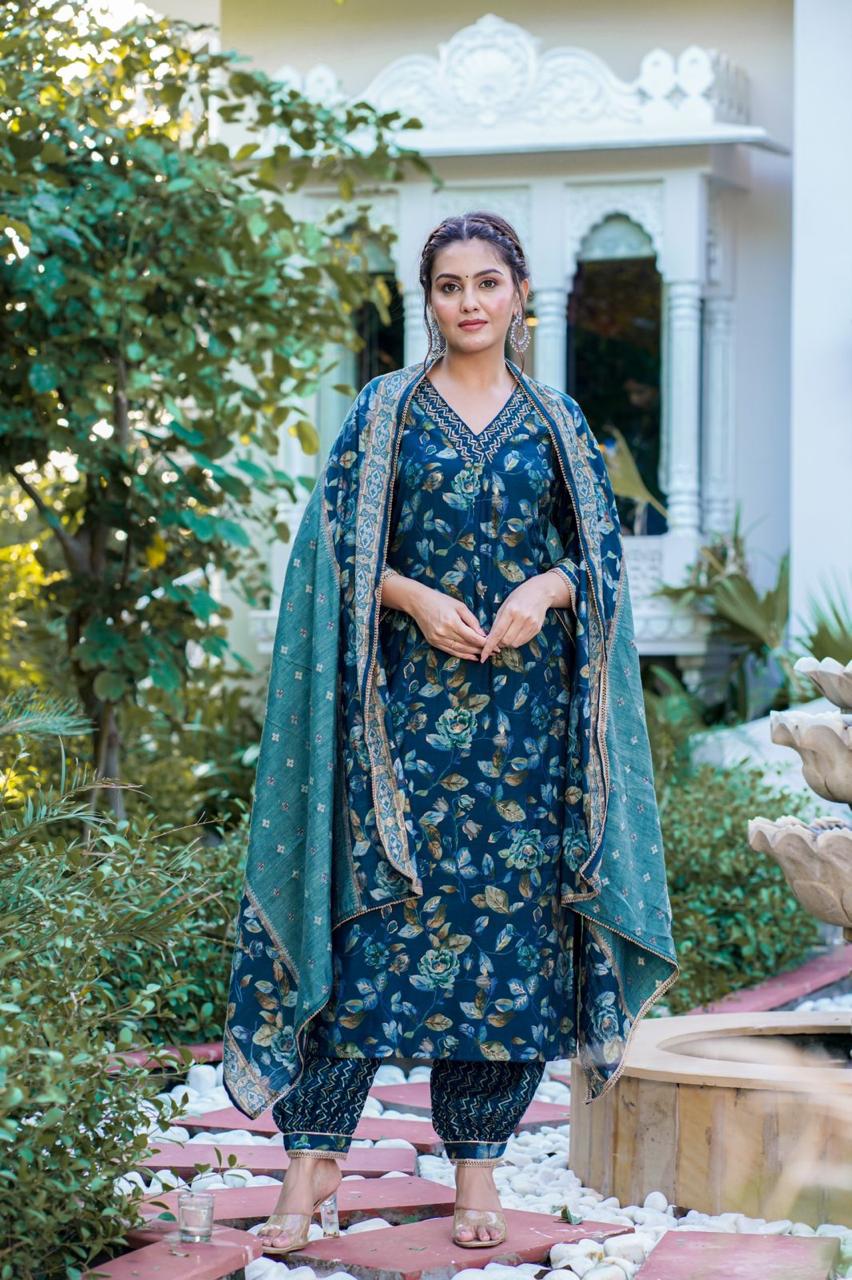 Teal  A-line Suit Set