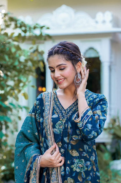 Teal  A-line Suit Set