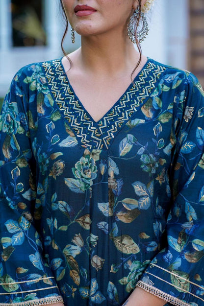 Teal  A-line Suit Set