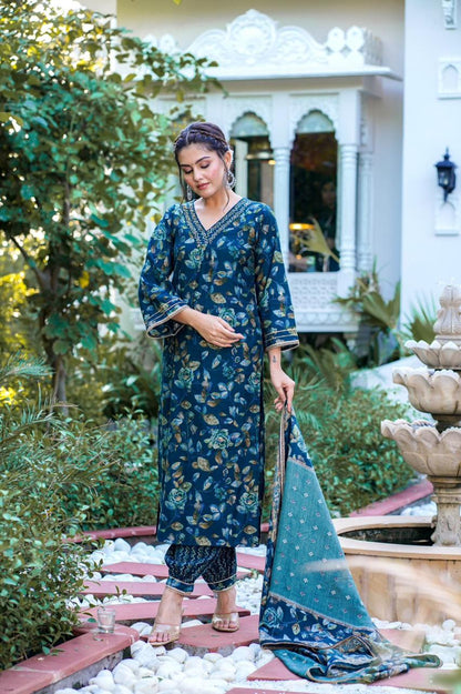 Teal  A-line Suit Set