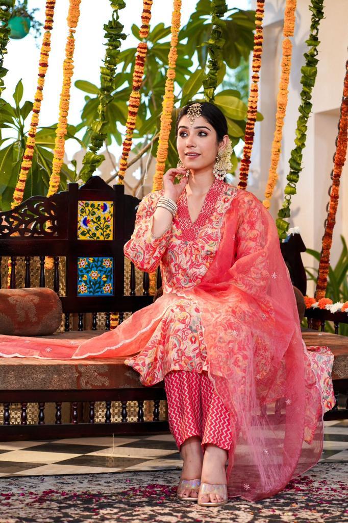 Gajri A-line Floral Suit Set