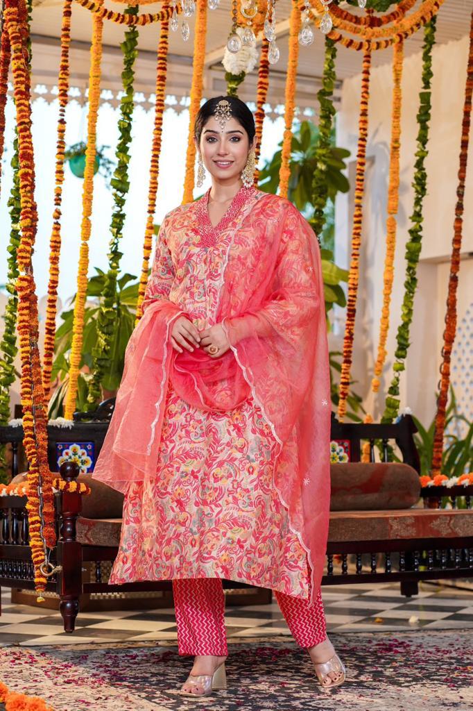 Gajri A-line Floral Suit Set