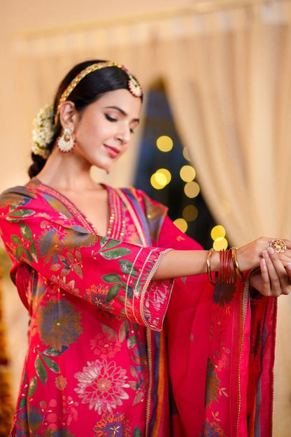 Hot Pink  Daisy A-line Suit Set