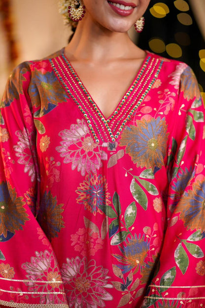 Hot Pink  Daisy A-line Suit Set