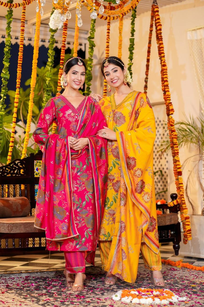 Mustard Daisy A-line Suit Set