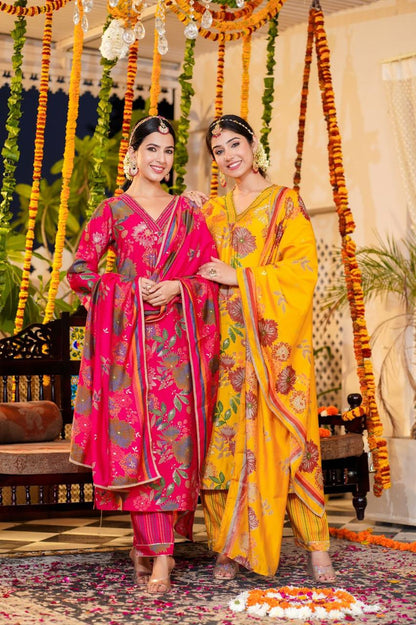 Mustard Daisy A-line Suit Set