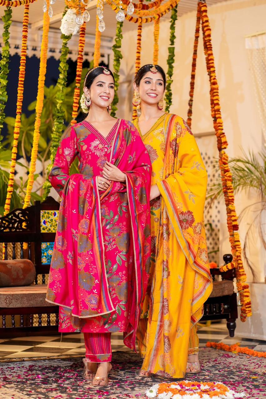 Mustard Daisy A-line Suit Set