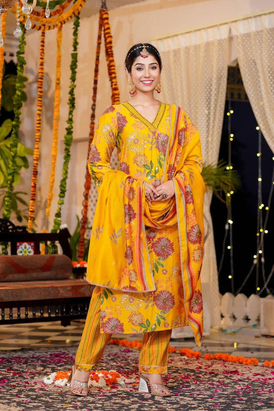 Mustard Daisy A-line Suit Set