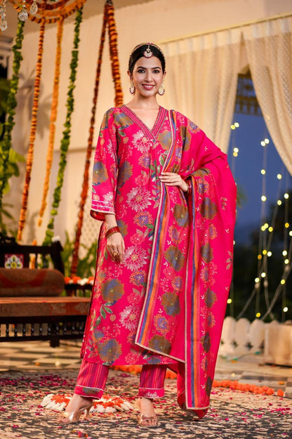 Hot Pink  Daisy A-line Suit Set