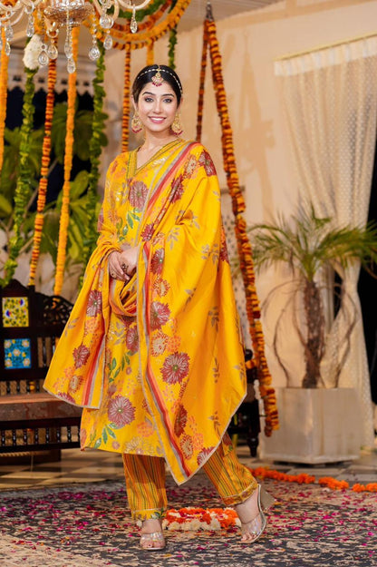 Mustard Daisy A-line Suit Set