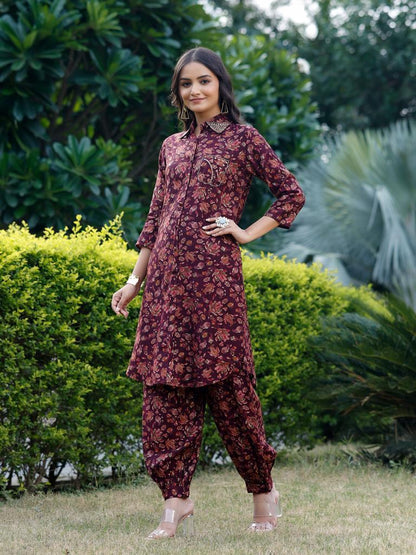 Wine Floral Co-ord Set