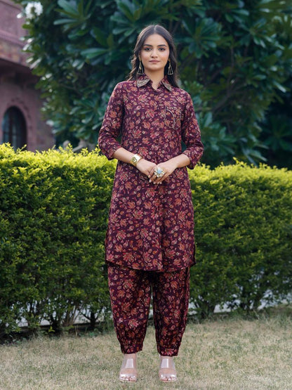 Wine Floral Co-ord Set