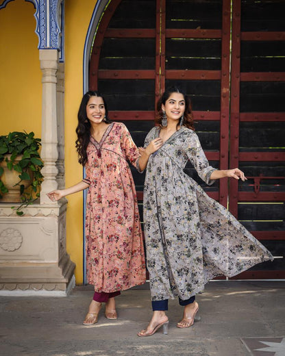 Peach Mul-cotton Kurta Set
