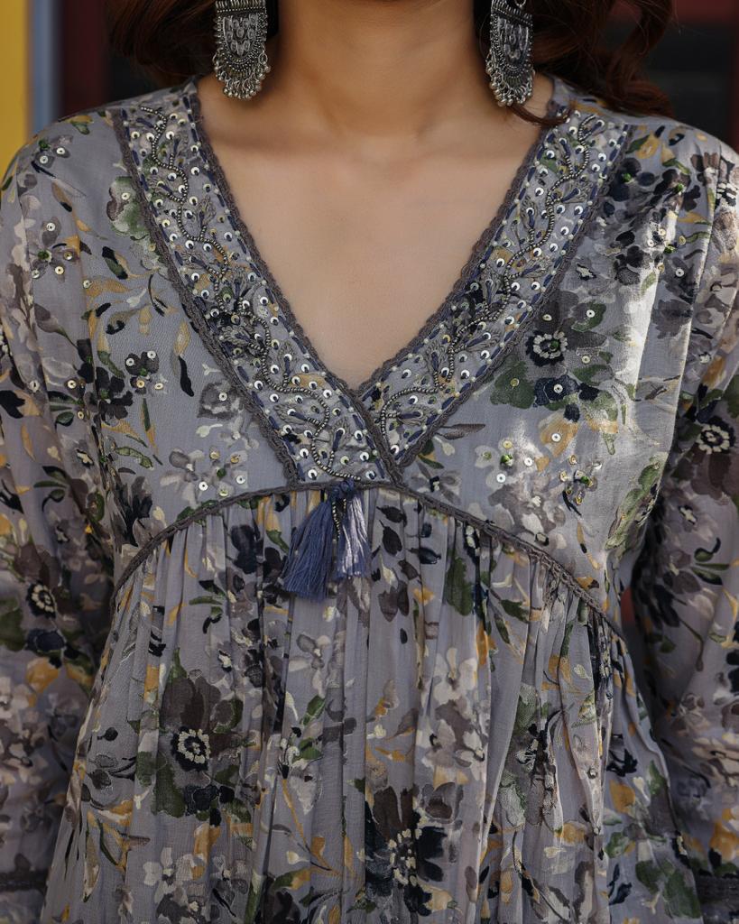Grey Mul-cotton Kurta Set