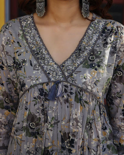 Grey Mul-cotton Kurta Set