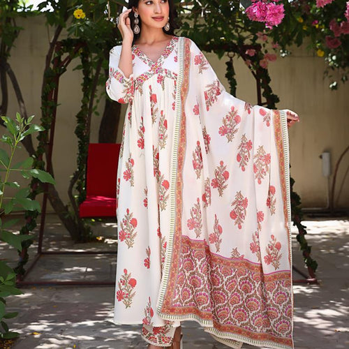 Mughal Boota Hand-block Suit Set
