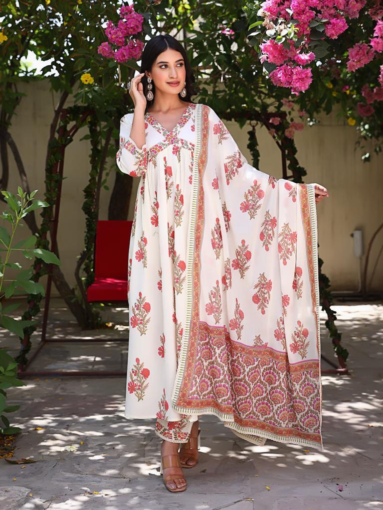 Mughal Boota Hand-block Suit Set