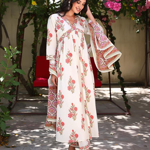 Mughal Boota Hand-block Suit Set
