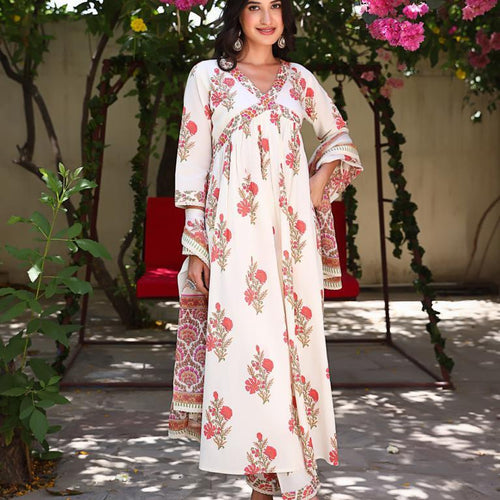 Mughal Boota Hand-block Suit Set