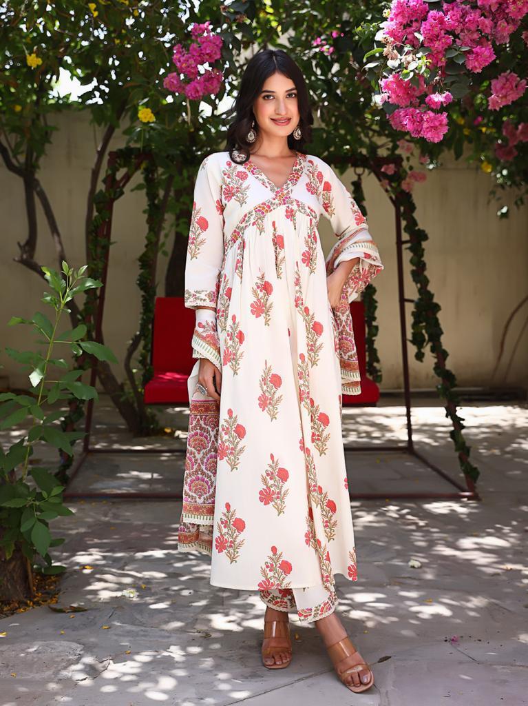 Mughal Boota Hand-block Suit Set