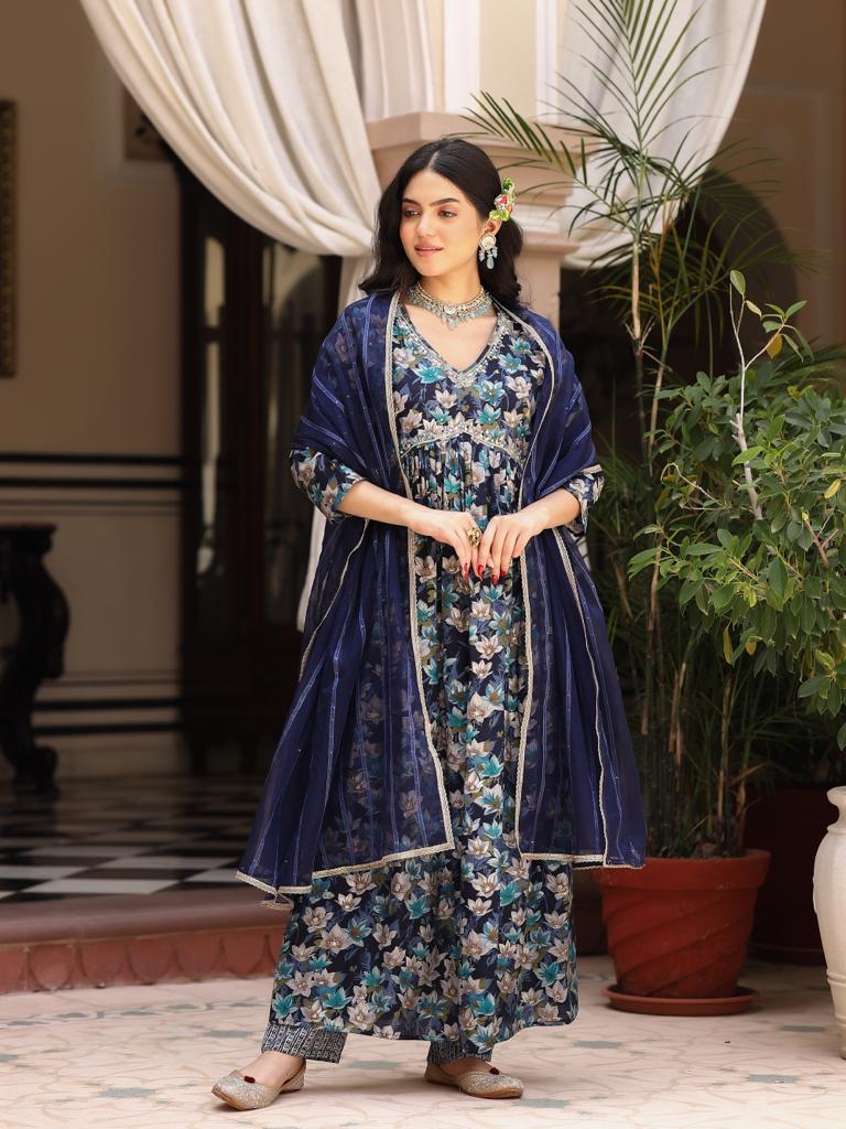 Blue kalidar Suit set