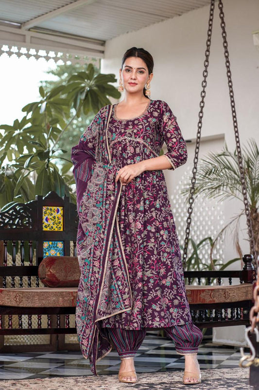 Wine kalidar suit set