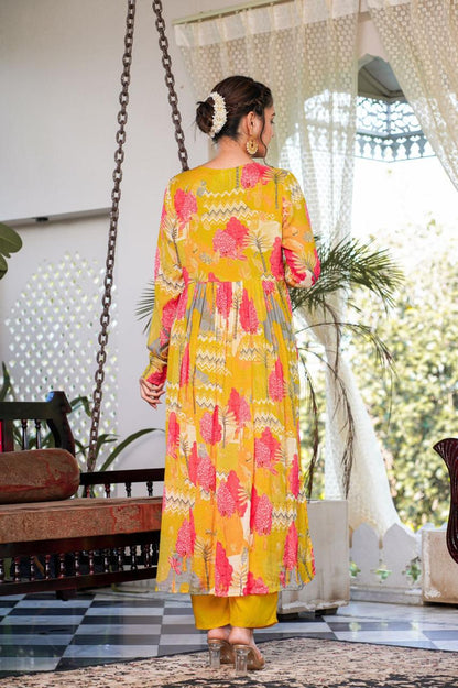 Lime Yellow Angrakha Suit Set