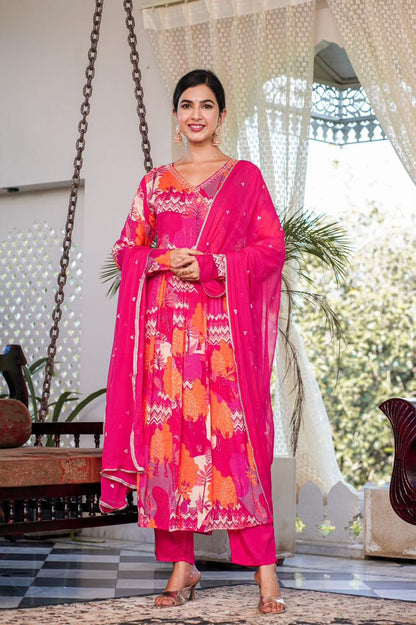Hot Pink  Angrakha Suit Set