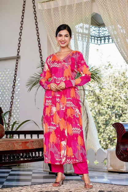 Hot Pink  Angrakha Suit Set