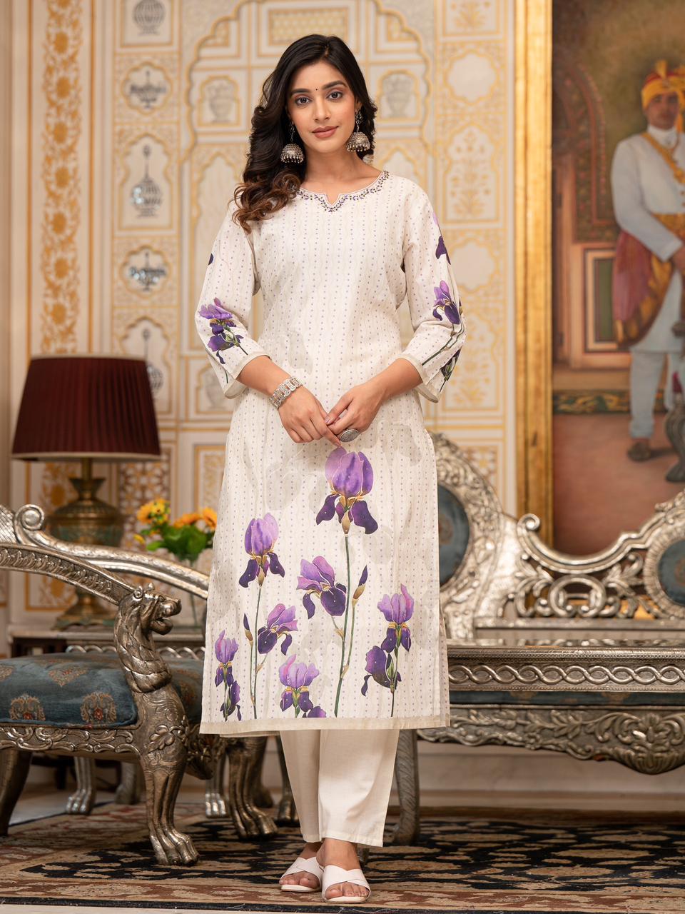 Ivory Tulip Pure Cotton Suit Set