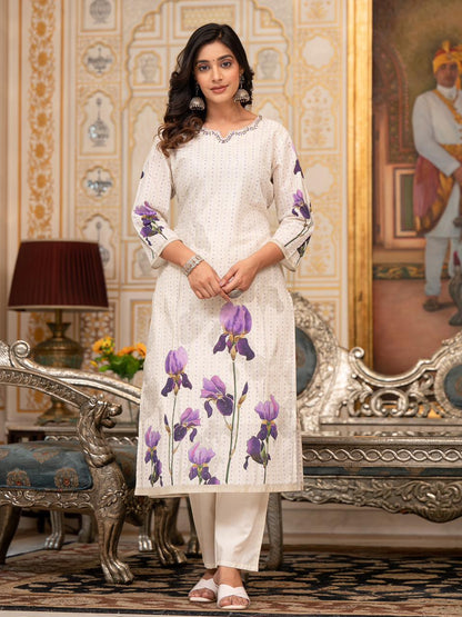 Ivory-Purple Tulip Suit Set