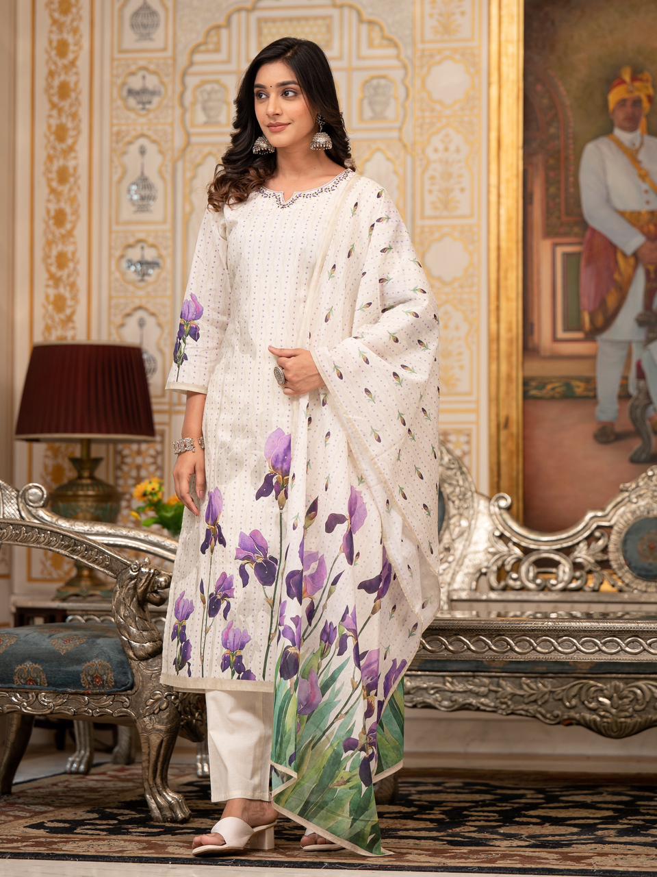 Ivory Tulip Pure Cotton Suit Set