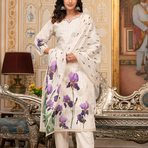Ivory Tulip Pure Cotton Suit Set