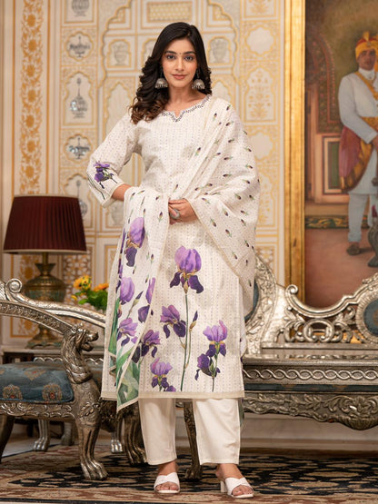 Ivory-Purple Tulip Suit Set