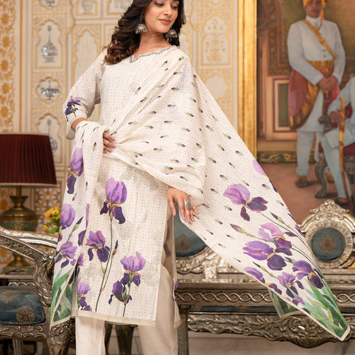 Ivory Tulip Pure Cotton Suit Set