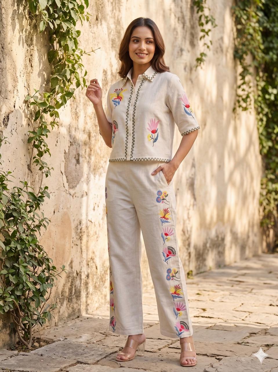 Fable Floral Embroidered Co-ord Set