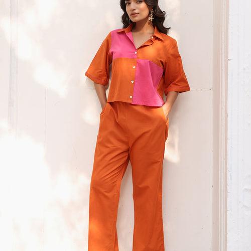 Iva Pure Cotton Colorblock Co-ord Set