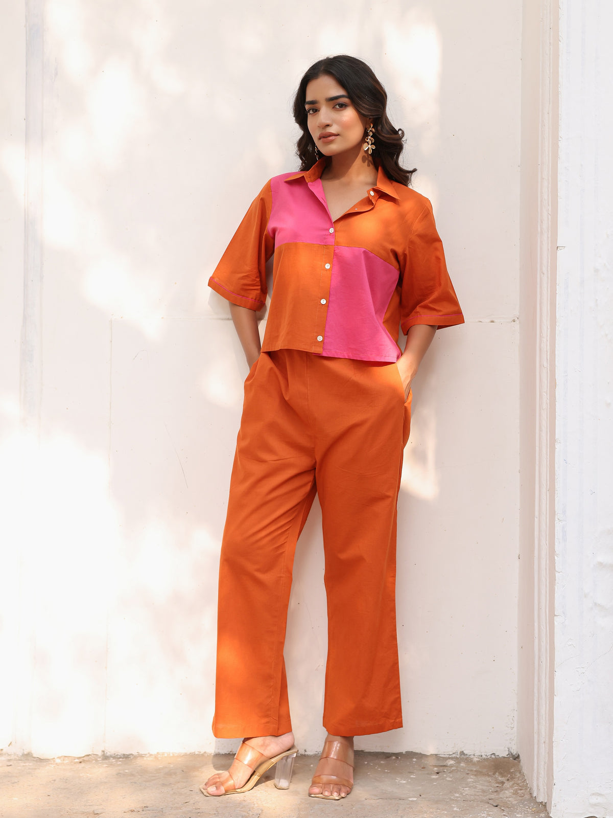 Iva Pure Cotton Colorblock Co-ord Set