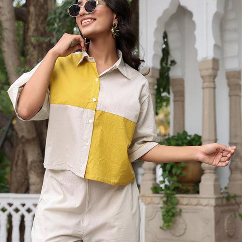 Iva Pure Cotton Colorblock Co-ord Set