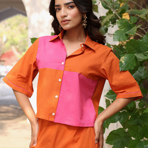 Iva Pure Cotton Colorblock Co-ord Set