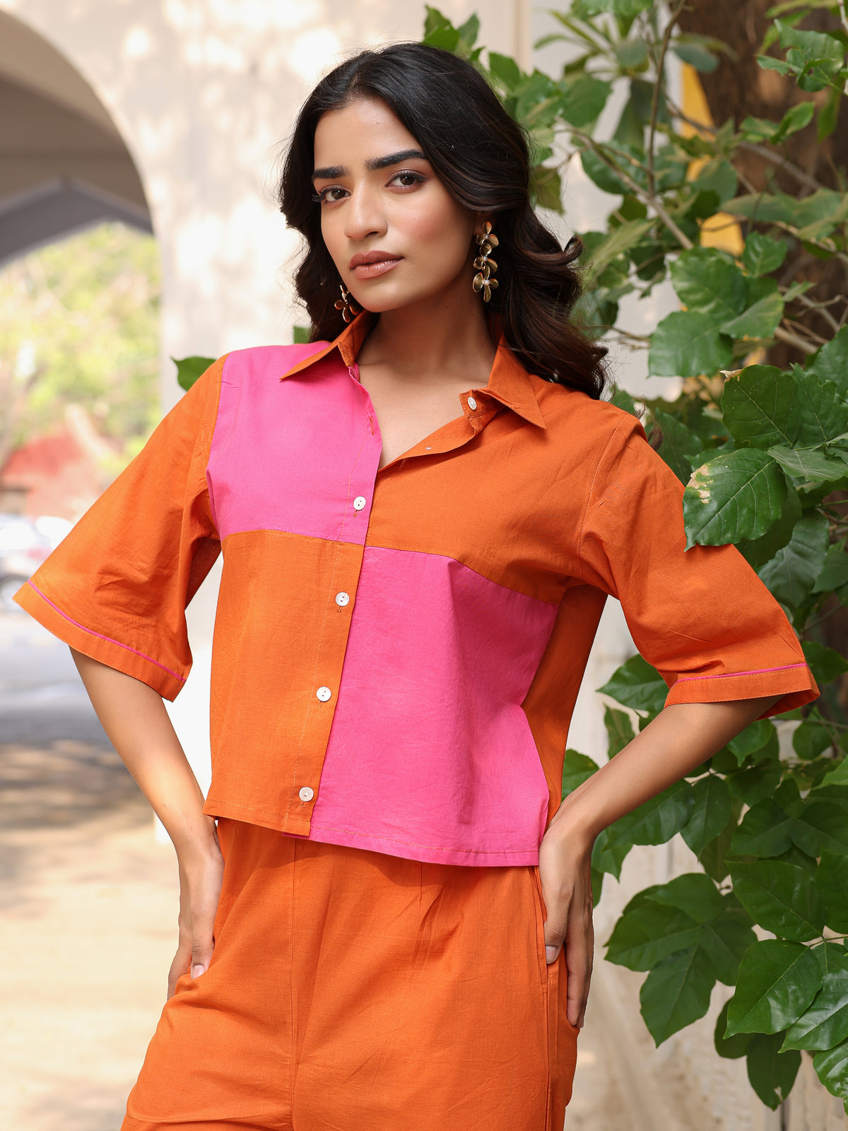 Iva Pure Cotton Colorblock Co-ord Set
